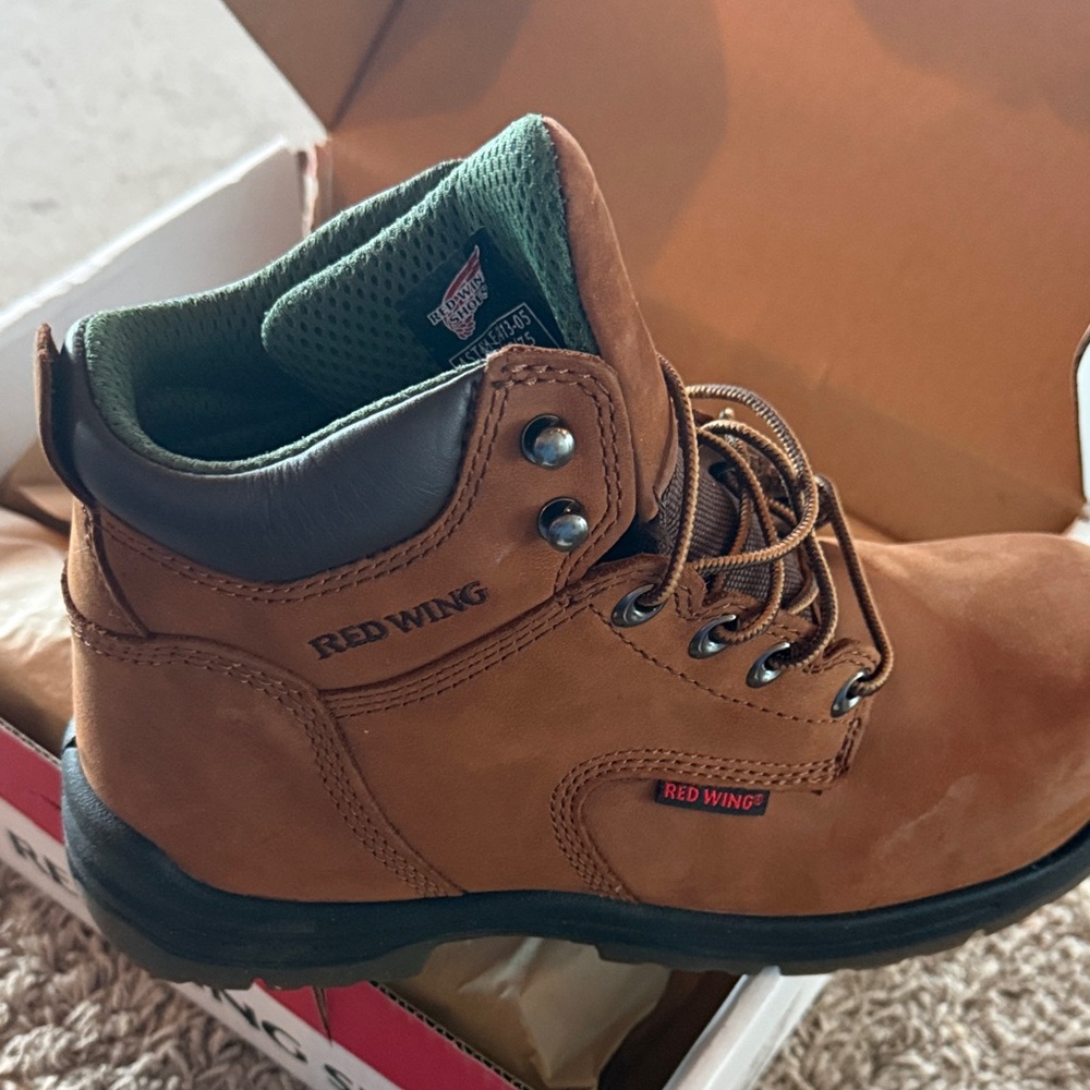 Red Wing Shoes Brown Leather Boots with Green Accents